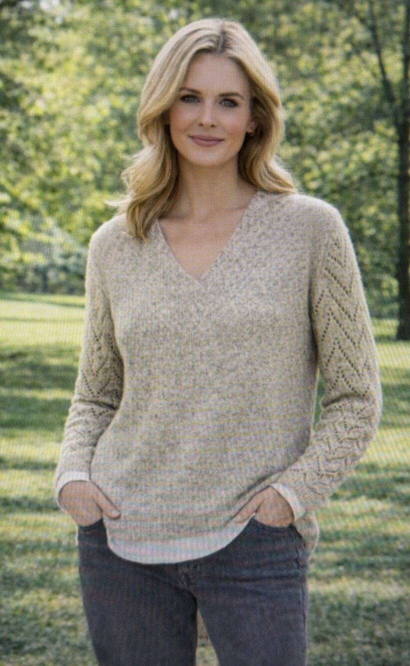 Coldwater Creek Large Sweater beige heather XL cottagecore bohemian western